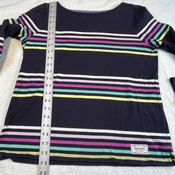 Talbots PM P Med Cotton Pullover Sweater Light Stripped Multi Blue White Boat - Picture 6 of 13